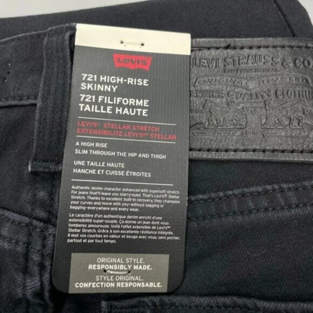 Levi's 721 High Rise Skinny Jean Size 25 Long Shot - Black - Picture 7 of 8